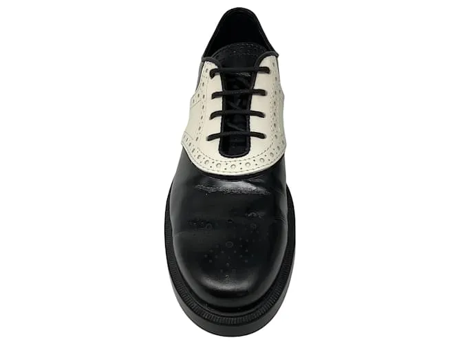 Zapatos Oxford de cuero negro / blanco de Tod's 