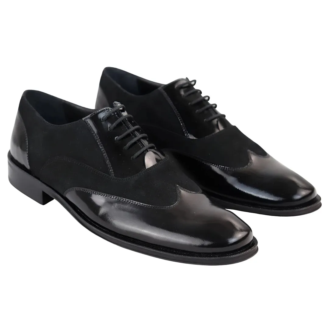 Zapatos Oxford para hombres Leather Black Leede de gamuza