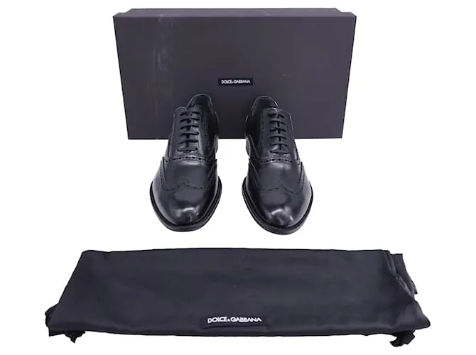 Zapatos Oxford Wingtip Dolce & Gabbana en cuero negro 