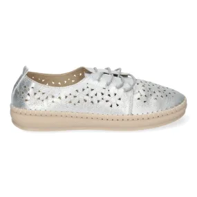 Zapatos plateados planos para mujer estilo oxford calado AD-3273